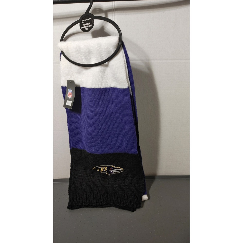 Little Earth NFL Scarf Glove Set Unisex OS Purple NWT Baltimore Ravens Tri-Color